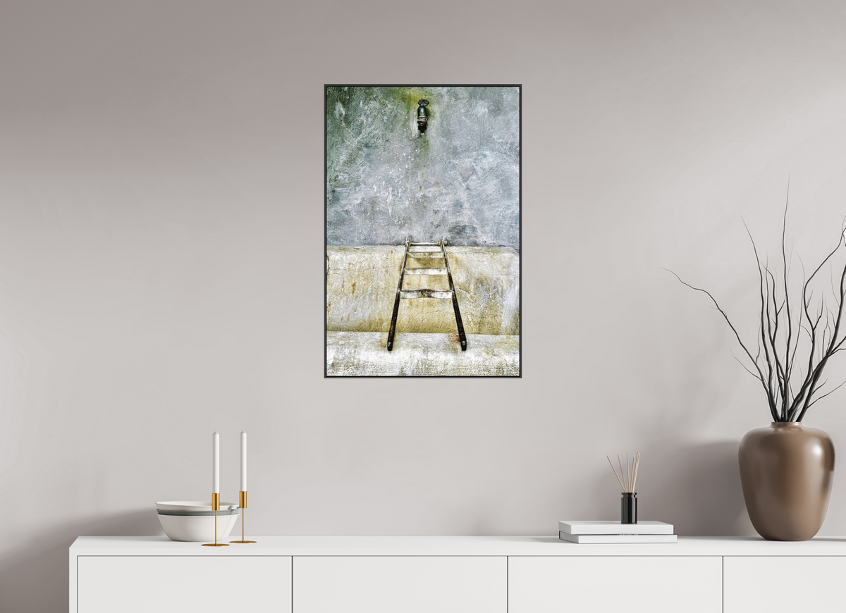 50 x 75 cm, Foto-Druck auf Alu-Dibond, ArtBox aus Aluminium, Schwarz 23 Spuren der Zeit 03 Leiter zum Licht