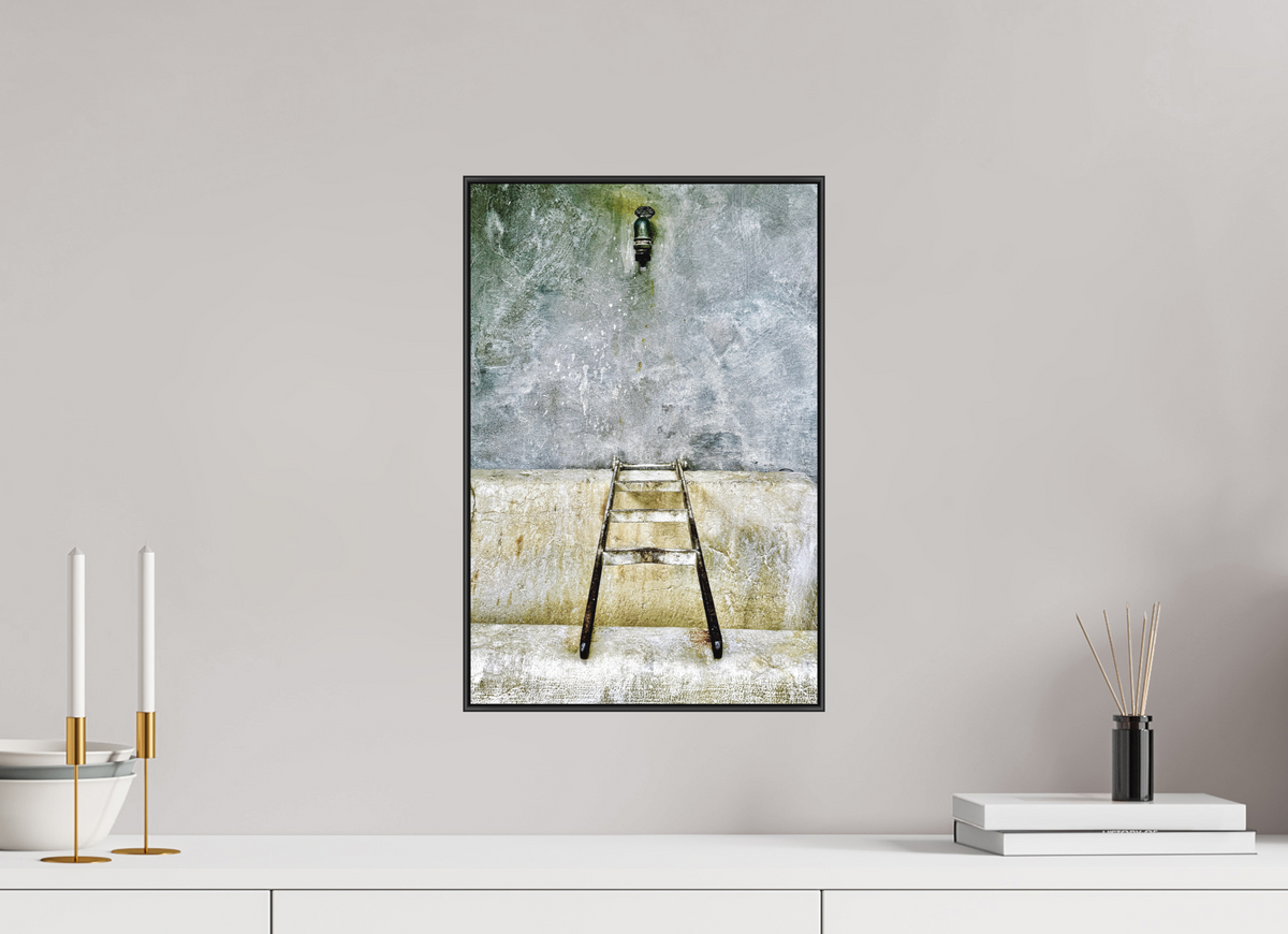 30 x 45 cm, Foto-Druck auf Alu-Dibond, ArtBox aus Aluminium, Schwarz 23 Spuren der Zeit 03 Leiter zum Licht