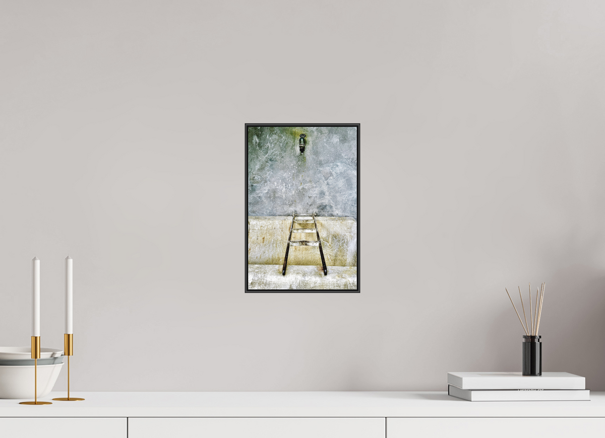 20 x 30 cm, Foto-Druck auf Alu-Dibond, ArtBox aus Aluminium, Schwarz 23 Spuren der Zeit 03 Leiter zum Licht